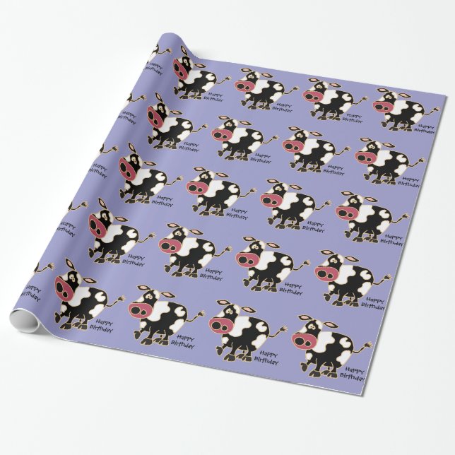 Funny Cow Birthday Gift Wrap (Unrolled)