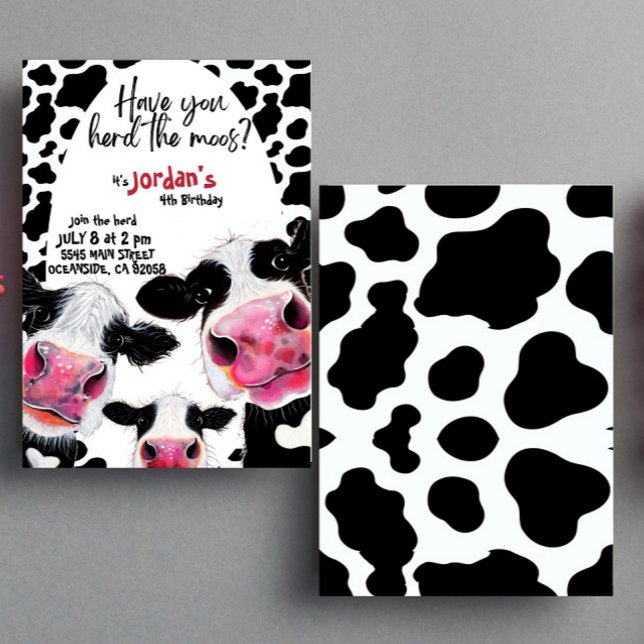Funny cow black and white Birthday Invitation (Creator Uploaded)
