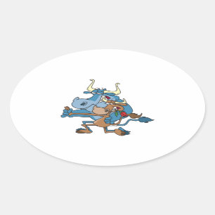 funny cow bull tango cartoon oval sticker