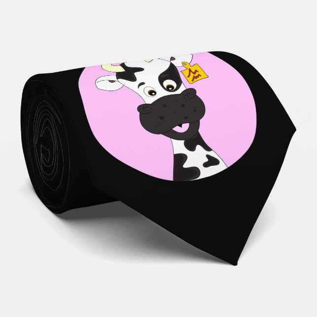 Funny cow cartoon black tie (Rolled)