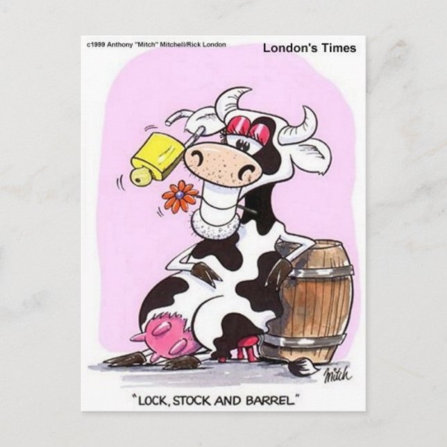 Funny Cow Cartoon Gifts Tees & Collectibles Postcard (Front)