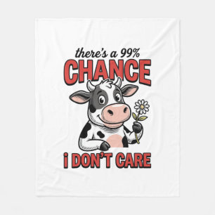Funny Cow Chance I Don’t Care Vintage Fleece Blanket