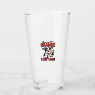 Funny Cow Chance I Don’t Care Vintage Glass