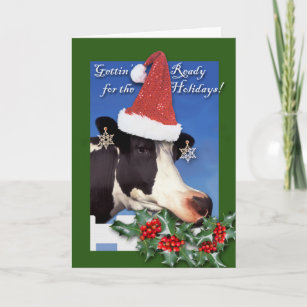 Funny Cow Christmas, Endless Boughs of Holly Holiday Card