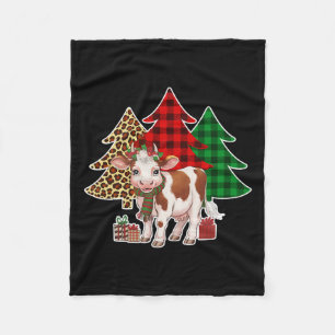 Funny Cow Christmas Tree Xmas Cow Lovers Men Women Fleece Blanket