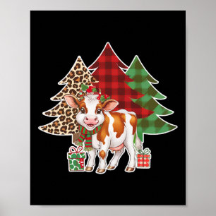 Funny Cow Christmas Tree Xmas Cow Lovers Men Women Poster