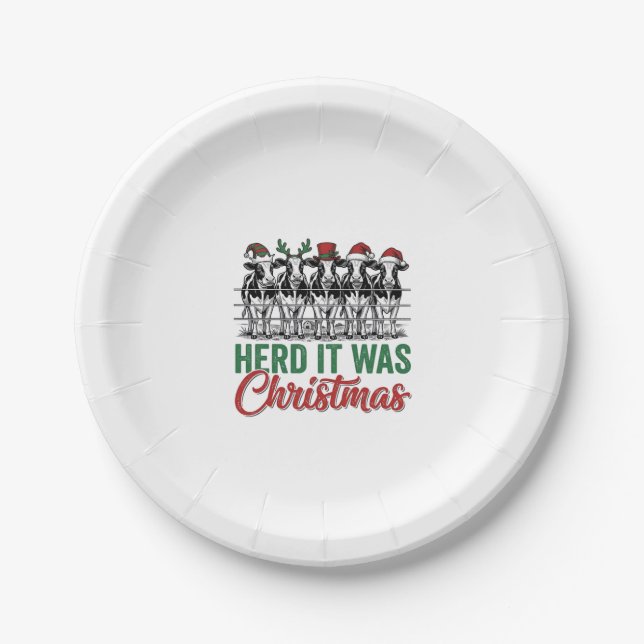 Funny Cow Christmas Vector Design_1 Paper Plate (Front)