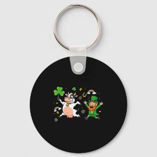 Funny cow clover st patricks day womens mens kids key ring