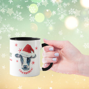 Funny Cow Cowabunga Christmas Coffee Mug