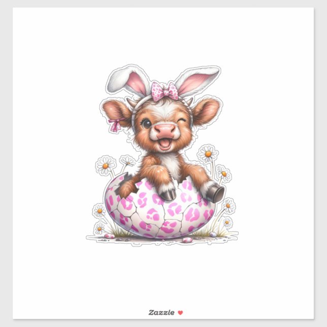 Funny Cow Easter Rabbit Cute Highland Cows Lover E (Sheet)