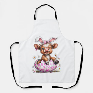 Funny Cow Easter Rabbit Cute Highland Cows Lover E Apron