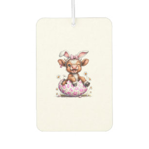 Funny Cow Easter Rabbit Cute Highland Cows Lover E Car Air Freshener