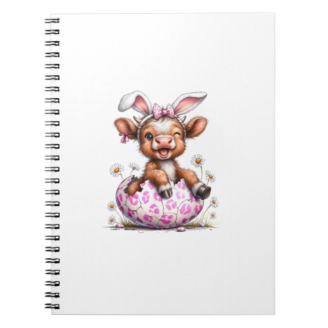 Funny Cow Easter Rabbit Cute Highland Cows Lover E Notebook (Front)