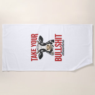Funny Cow Elsewhere Vintage Shirt Design_ Beach Towel