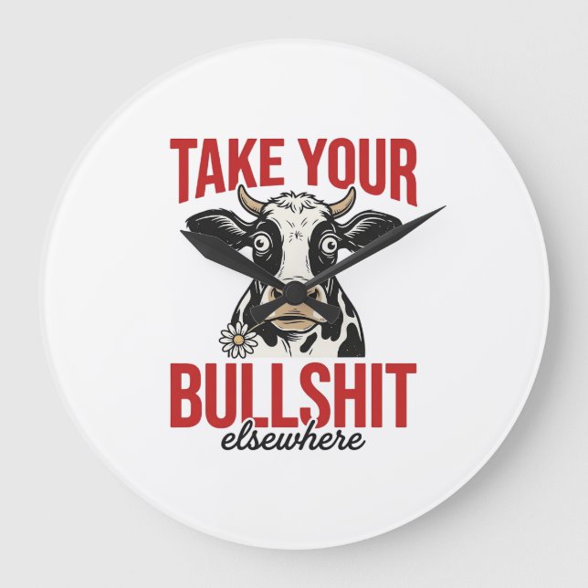 Funny Cow Elsewhere Vintage Shirt Design_ Large Clock (Front)