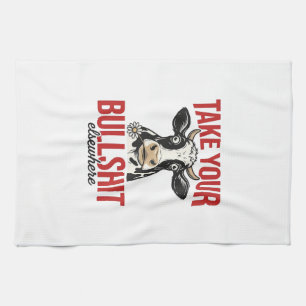 Funny Cow Elsewhere Vintage Shirt Design_ Tea Towel