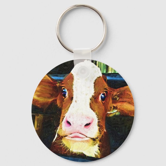 Funny Cow Face Key Ring (Front)