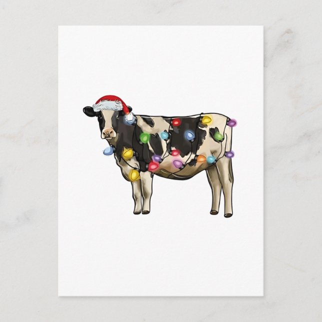 Funny Cow Farmer Cattle Christmas Lovers  Announcement Postcard (Front)