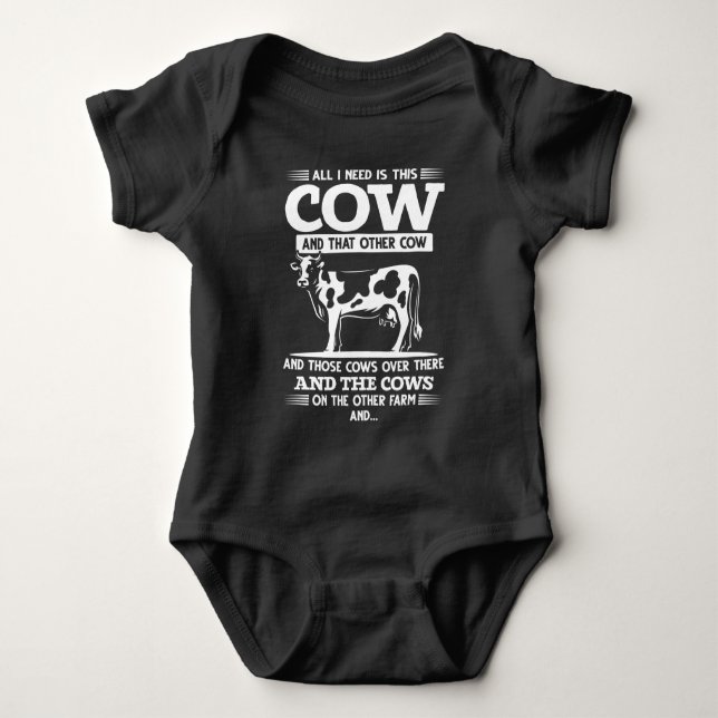 Funny Cow Farmer Cattle Farming Quotes Baby Bodysuit (Front)