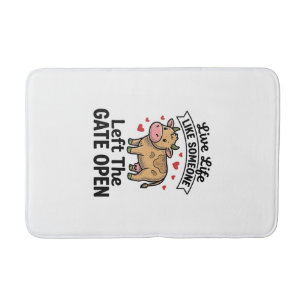 Funny Cow Gate Open Vintage Engraving Shirt Design Bath Mat