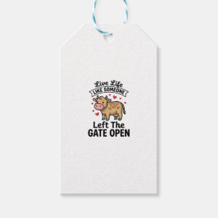 Funny Cow Gate Open Vintage Engraving Shirt Design Gift Tags