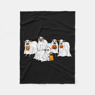 Funny Cow Ghost Halloween Farmer Trick Or Treat Co Fleece Blanket