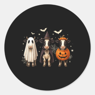 Funny Cow Ghost Witch Pumpkin Halloween Costume Classic Round Sticker