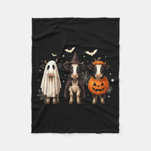 Funny Cow Ghost Witch Pumpkin Halloween Costume Fleece Blanket