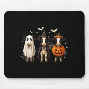 Funny Cow Ghost Witch Pumpkin Halloween Costume Mouse Pad