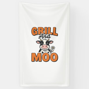 Funny Cow Grill And Moo Vintage T-Shirt Design_1 Banner