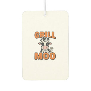 Funny Cow Grill And Moo Vintage T-Shirt Design_1 Car Air Freshener