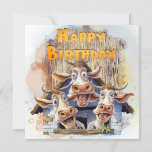 Funny Cow Happy Birthday Holiday Card