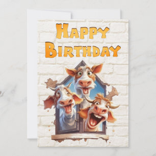Funny Cow Happy Birthday Holiday Card