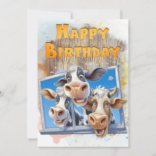 Funny Cow Happy Birthday Holiday Card