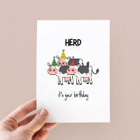 Funny Cow Herd Pun Birthday Card