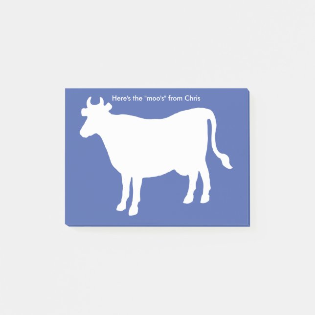 Funny Cow "Here's the Moo's" Purple Post-it Notes (Front)