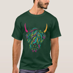 Funny Cow highland cow animal colorful friends T-Shirt