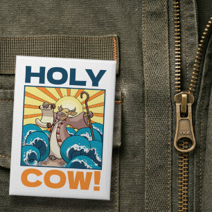 Funny Cow Holy Cow! Visual Pun Animal Cartoon