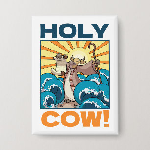 Funny Cow Holy Cow! Visual Pun Animal Cartoon