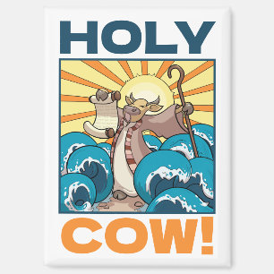 Funny Cow Holy Cow! Visual Pun Animal Cartoon Magnet