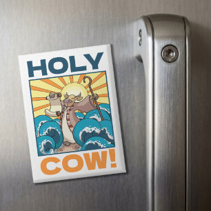Funny Cow Holy Cow! Visual Pun Animal Cartoon Magnet
