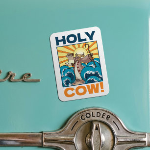 Funny Cow Holy Cow! Visual Pun Animal Cartoon Magnet