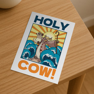 Funny Cow Holy Cow! Visual Pun Animal Cartoon Postcard