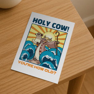 Funny Cow Holy Cow! You're How Old? Animal Cartoon Postcard