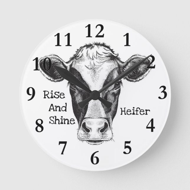 Funny Cow Home Decor Round Clock (Front)