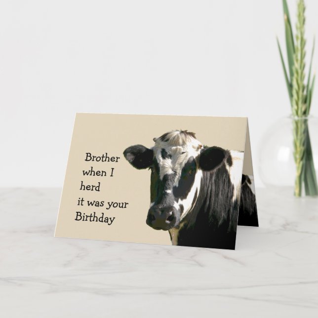 Funny Cow Humour Brother Birthday  Laughs Card (Front)