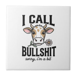 Funny Cow I Call Vintage Shirt Design_1 Ceramic Tile