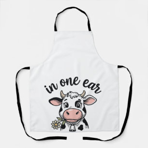 Funny Cow In One Ear Out The Udder Shirt Design_1 Apron