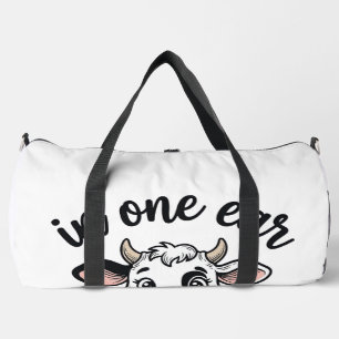 Funny Cow In One Ear Out The Udder Shirt Design_1 Duffle Bag