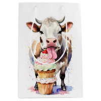 Funny Cow Licking Cupcakes For Cow Lovers